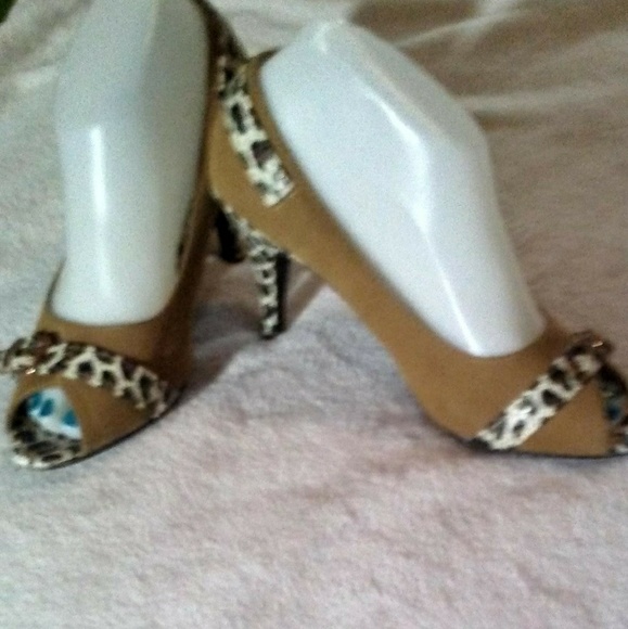 Women's Heels Peep Toes Mario D'boro Tiger/Tan - Picture 2 of 8
